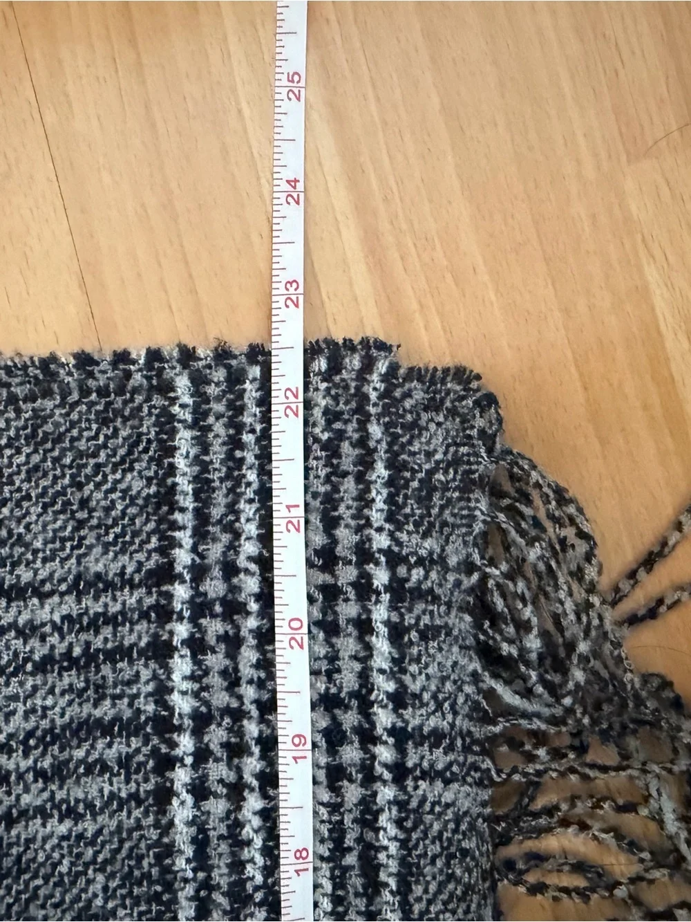 J Crew Gray Plaid Fringe Wool Blend Scarf - Classic Winter Accessory